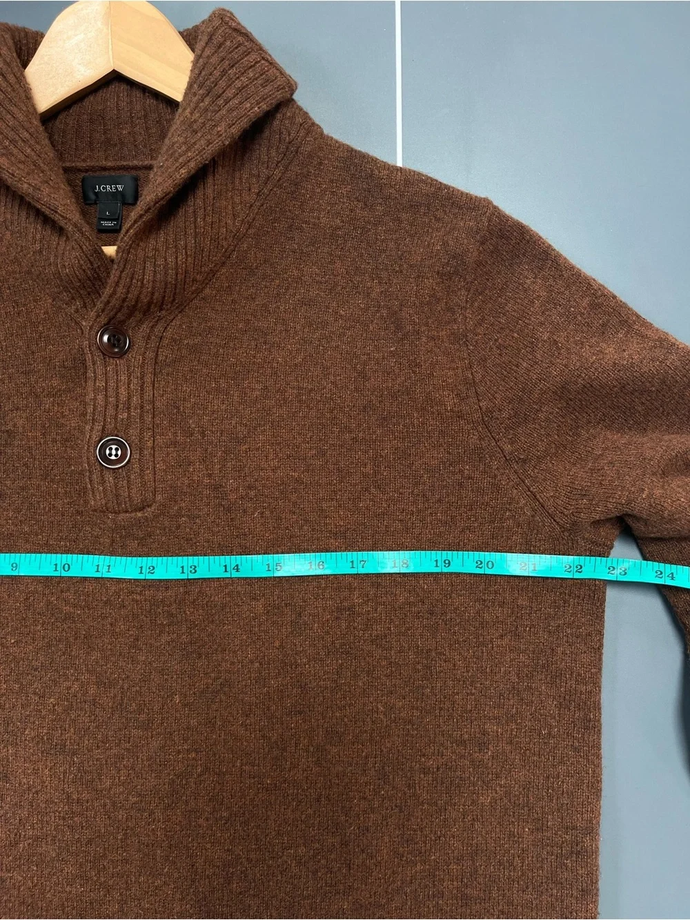 J. Crew Men's Lambswool Shawl Collar Sweater Size Large Layering Preppy Brown